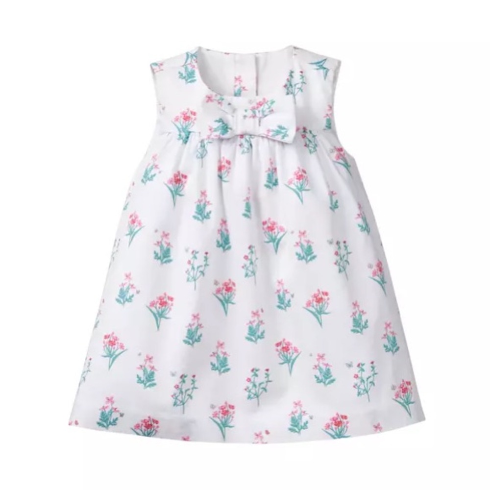 Janie and Jack White Dress with Pink and Green Floral Pattern